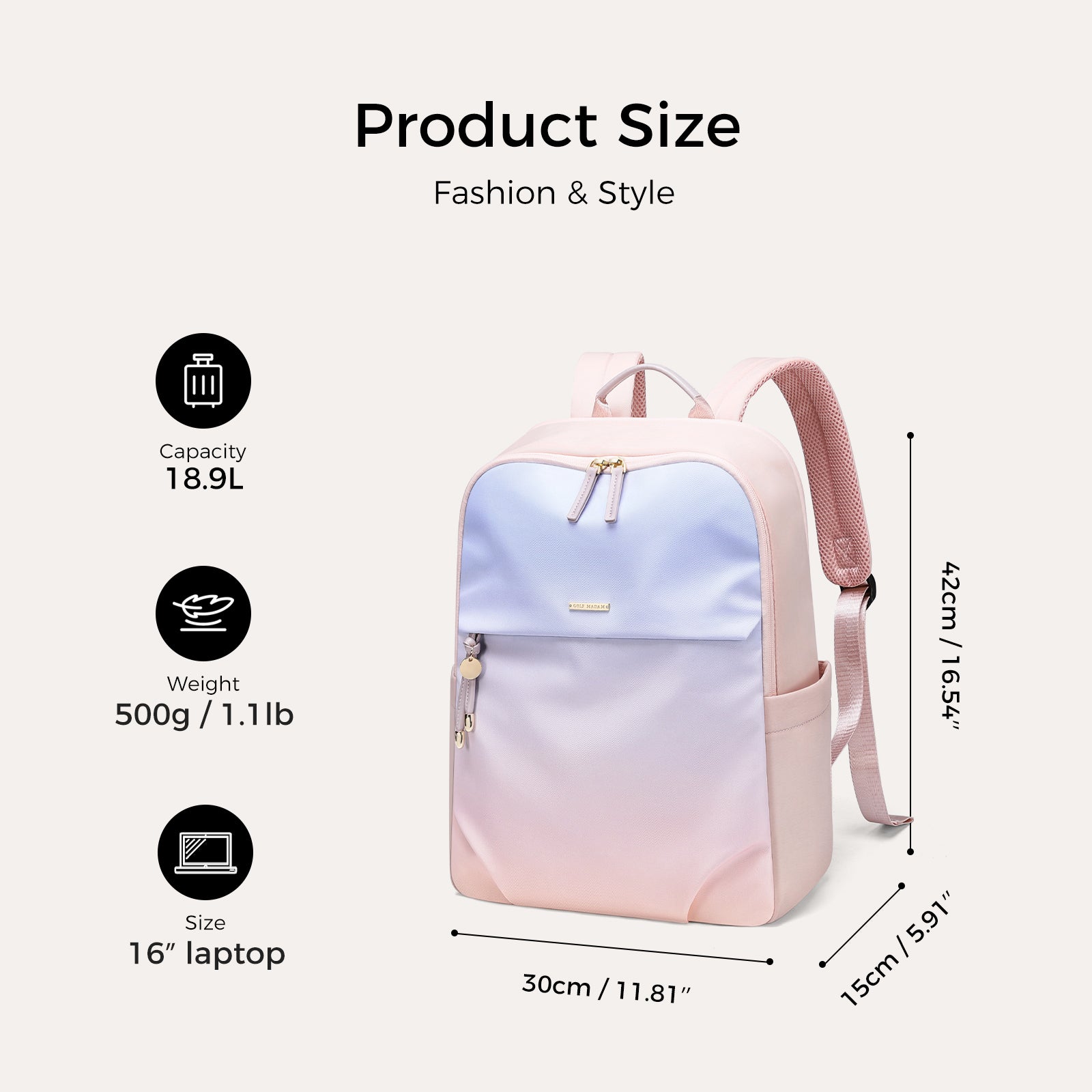 GOLF Urban Waterproof Laptop Backpack Pink