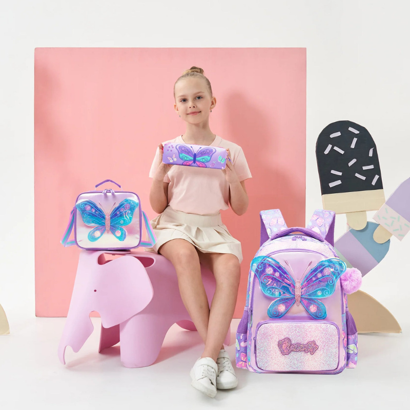Girls 3Pcs School Bag Set with Lunch Bag & Pencil Case Bolsnik