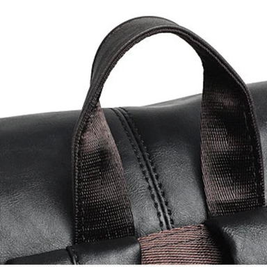 Anti-Theft PU Leather Laptop Backpack Black Bolsnik