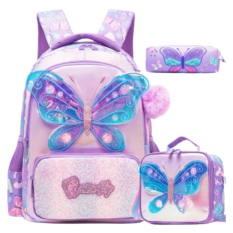 Girls 3Pcs School Bag Set with Lunch Bag & Pencil Case Bolsnik