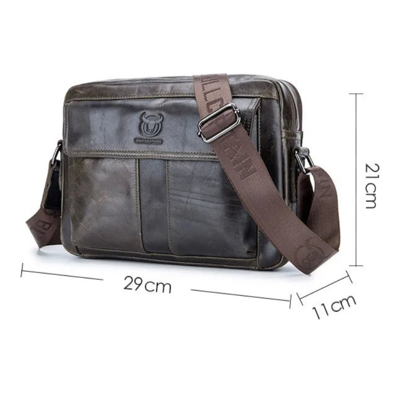 Bullcaptain Large Capacity PU Leather Crossbody Bag for Men