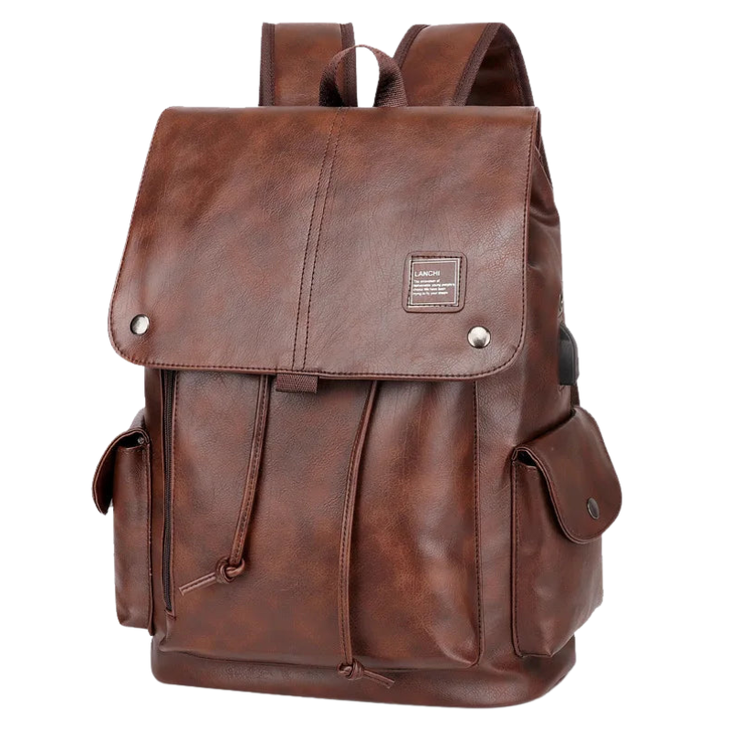 Waterproof Leather Laptop Backpack with USB Port Bolsnik