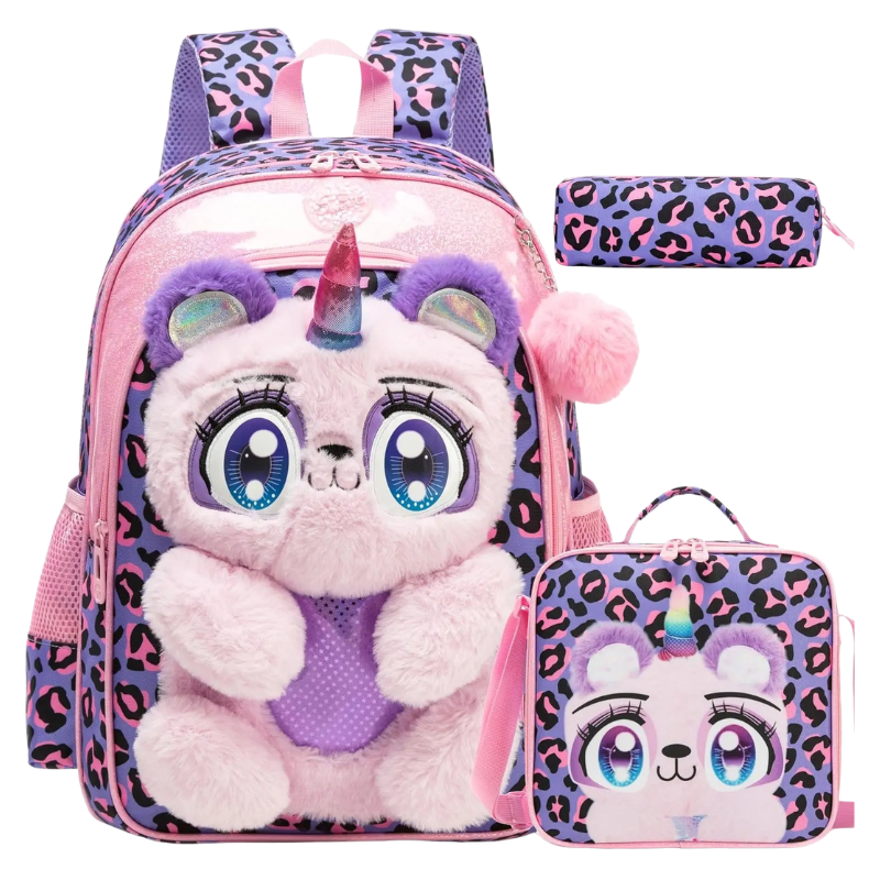3D Girls School Bag Set with Lunch Bag & Pencil Case Bolsnik