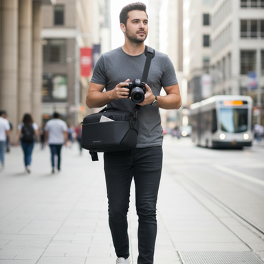 BAGSMART Waterproof Camera Sling Bag with Tripod Holder & Rain Cover