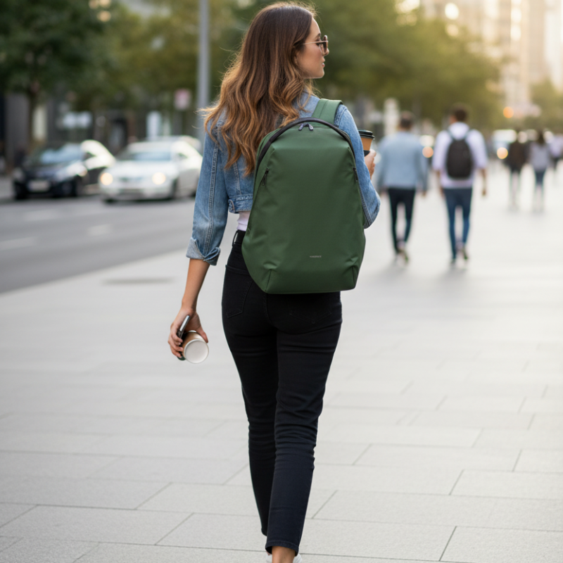 Kingsons Waterproof Travel Laptop Backpack with USB Charging Army Green