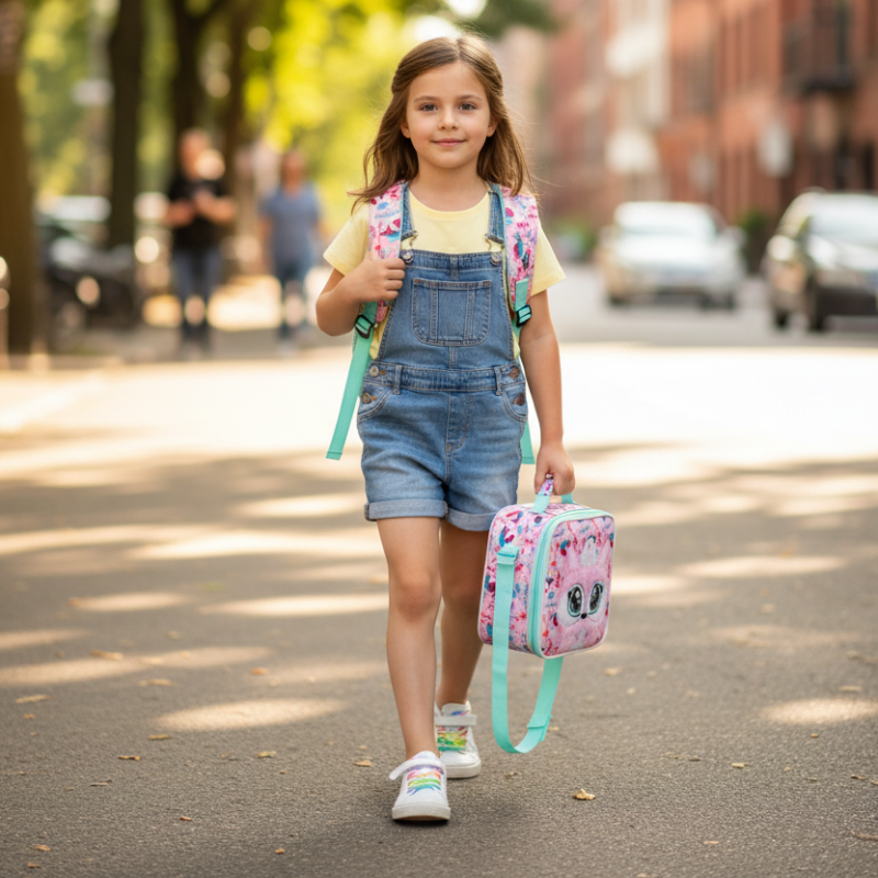 3D Girls School Bag Set with Lunch Bag & Pencil Case Bolsnik