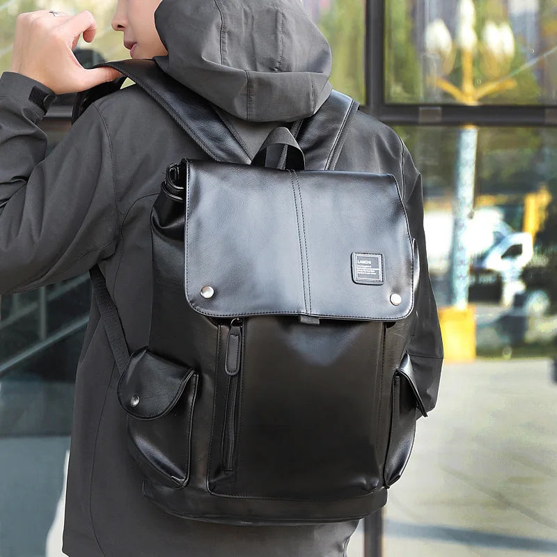 Waterproof Leather Laptop Backpack with USB Port Bolsnik