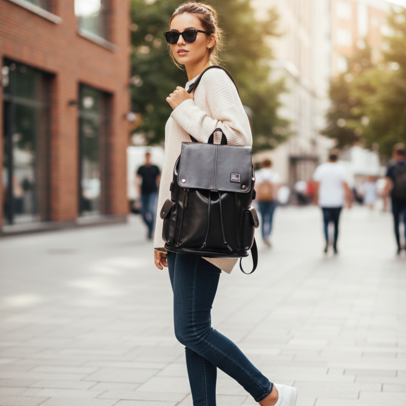 Waterproof Leather Laptop Backpack with USB Port Bolsnik