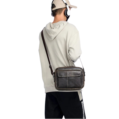 Bullcaptain Large Capacity PU Leather Crossbody Bag for Men