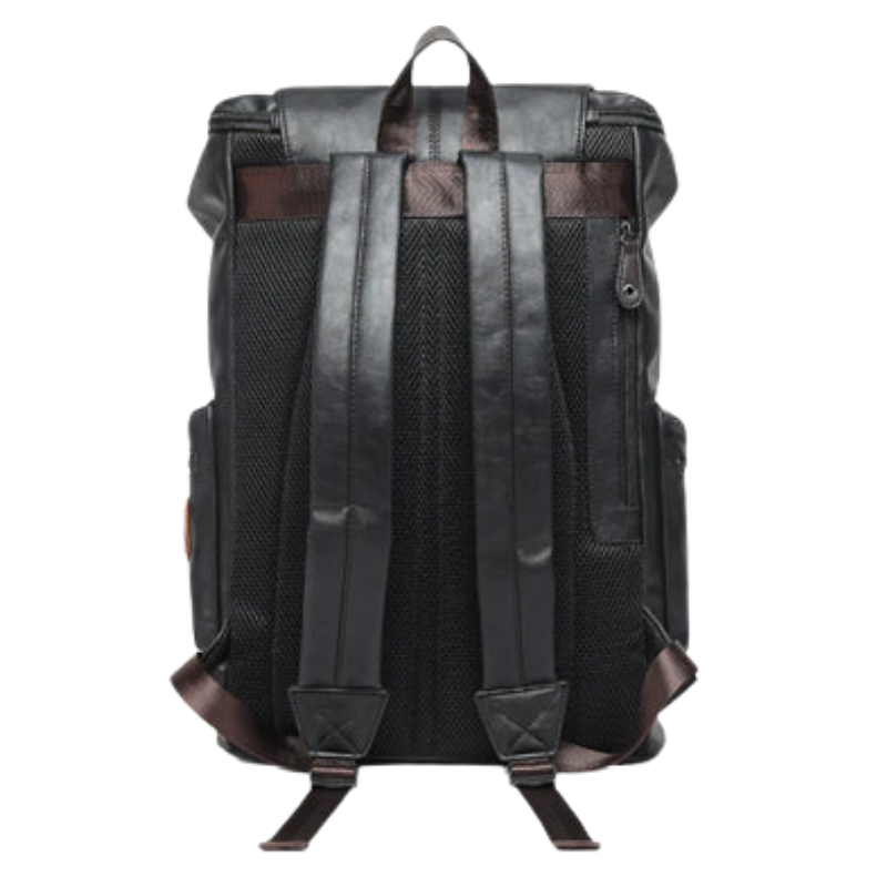 Anti-Theft PU Leather Laptop Backpack Black Bolsnik