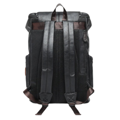 Anti-Theft PU Leather Laptop Backpack Black Bolsnik