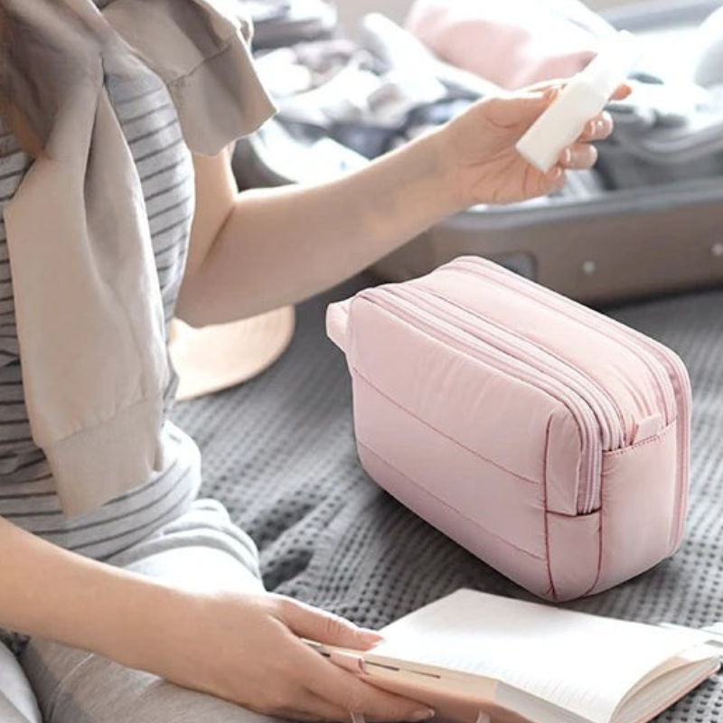 BAGSMART Fluffy Waterproof Cosmetic Toiletry Bag Organizer for Women