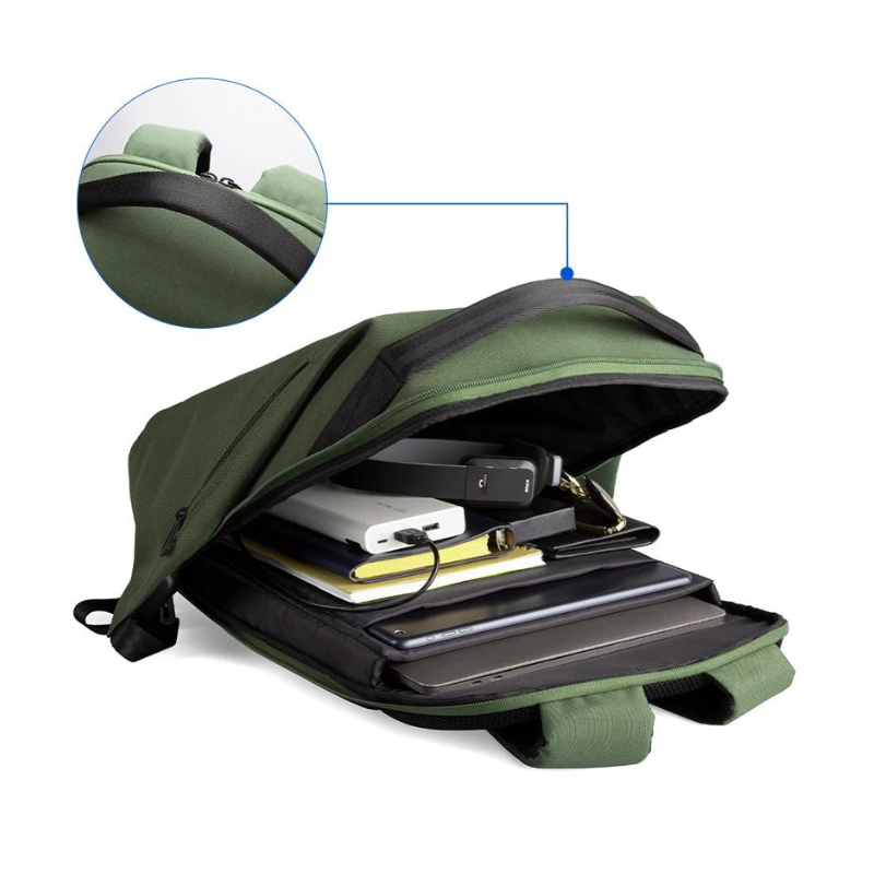 Kingsons Waterproof Travel Laptop Backpack with USB Charging Army Green