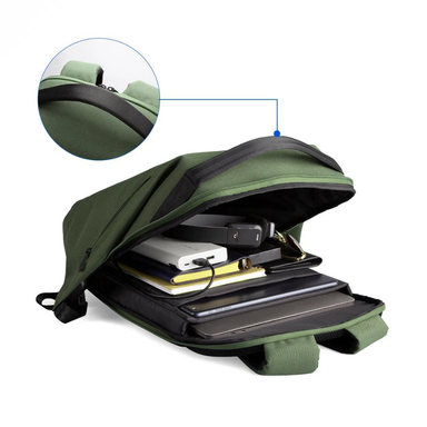 Kingsons Waterproof Travel Laptop Backpack with USB Charging Army Green
