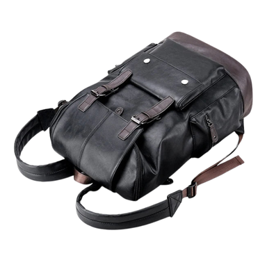 Anti-Theft PU Leather Laptop Backpack Black Bolsnik