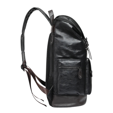 Anti-Theft PU Leather Laptop Backpack Black Bolsnik