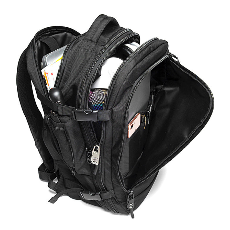 Bange Expandable 55L Anti-Theft Waterproof Travel Backpack Black