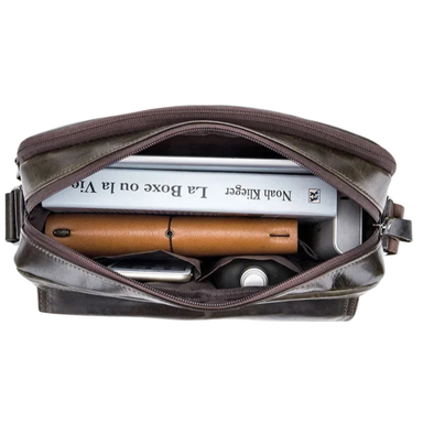 Bullcaptain Large Capacity PU Leather Crossbody Bag for Men