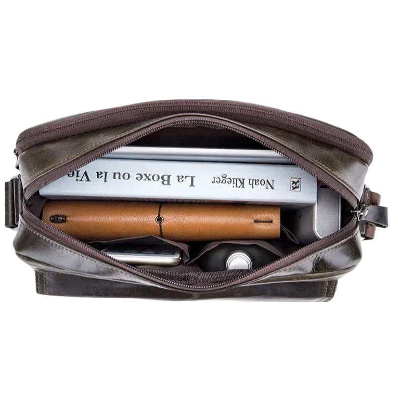 Bullcaptain Large Capacity PU Leather Crossbody Bag for Men