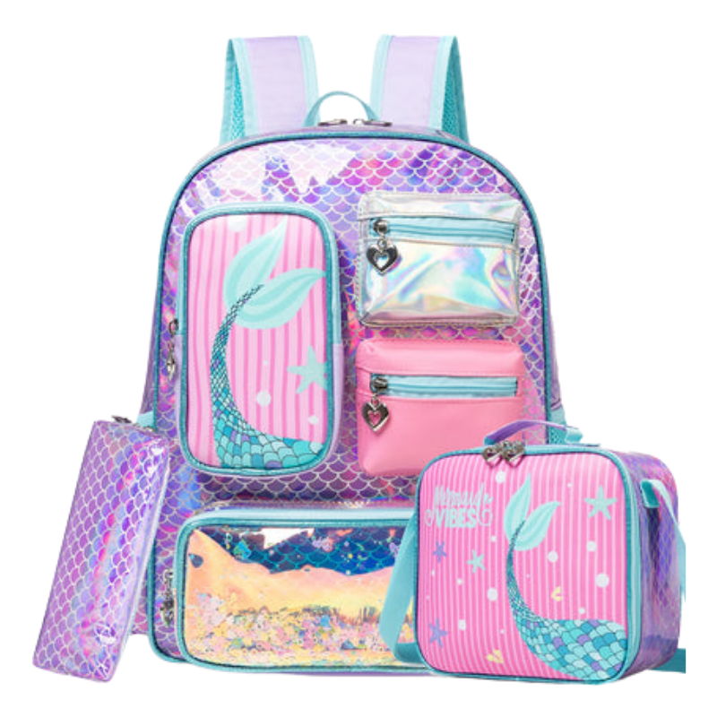 Mermaid Girls 3Pcs School Bag Set with Lunch Bag & Pencil Case Bolsnik