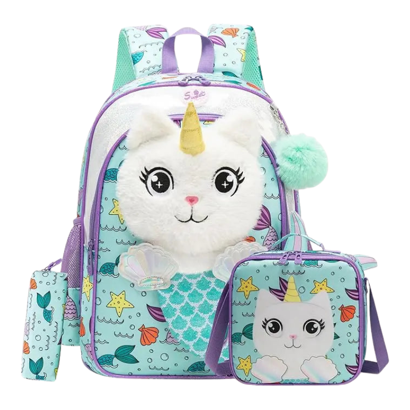3D Girls School Bag Set with Lunch Bag & Pencil Case Bolsnik