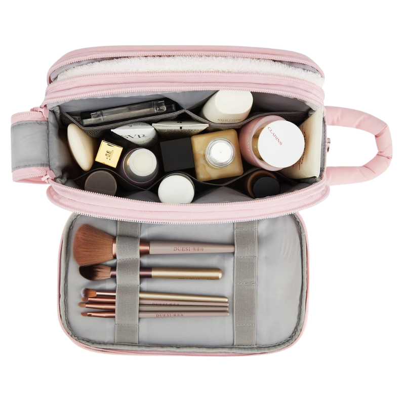 BAGSMART Fluffy Waterproof Cosmetic Toiletry Bag Organizer for Women