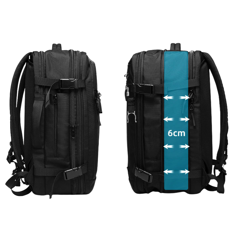Bange Expandable 55L Anti-Theft Waterproof Travel Backpack Black