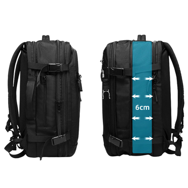 Bange Expandable 55L Anti-Theft Waterproof Travel Backpack Black