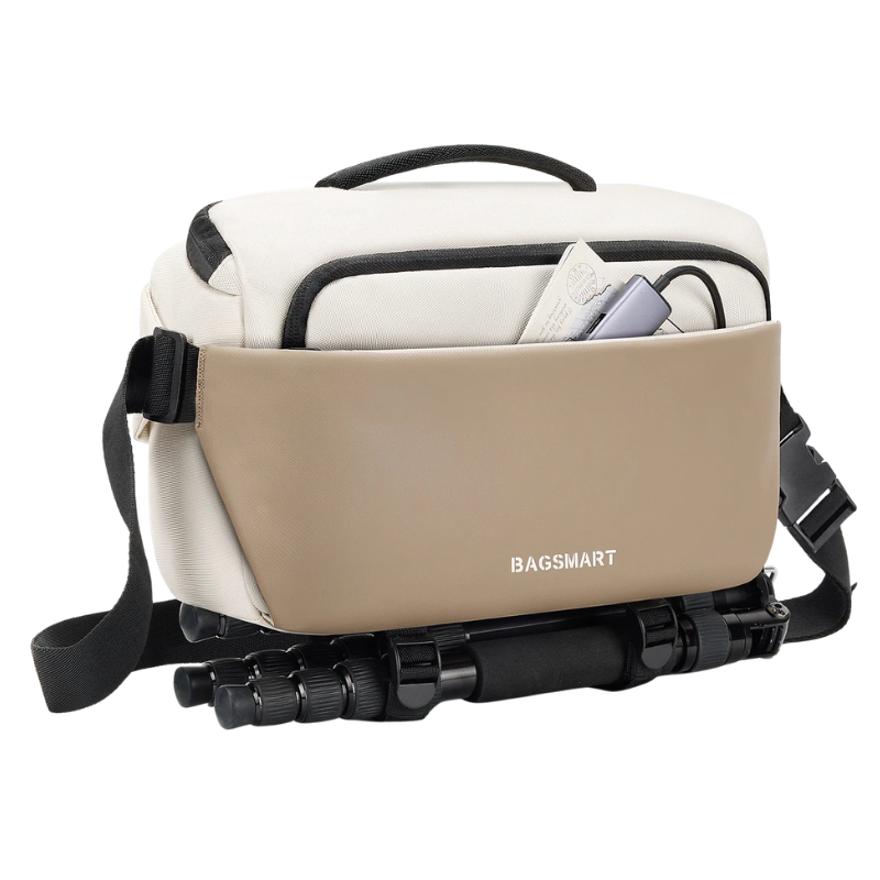 BAGSMART Waterproof Camera Sling Bag with Tripod Holder & Rain Cover