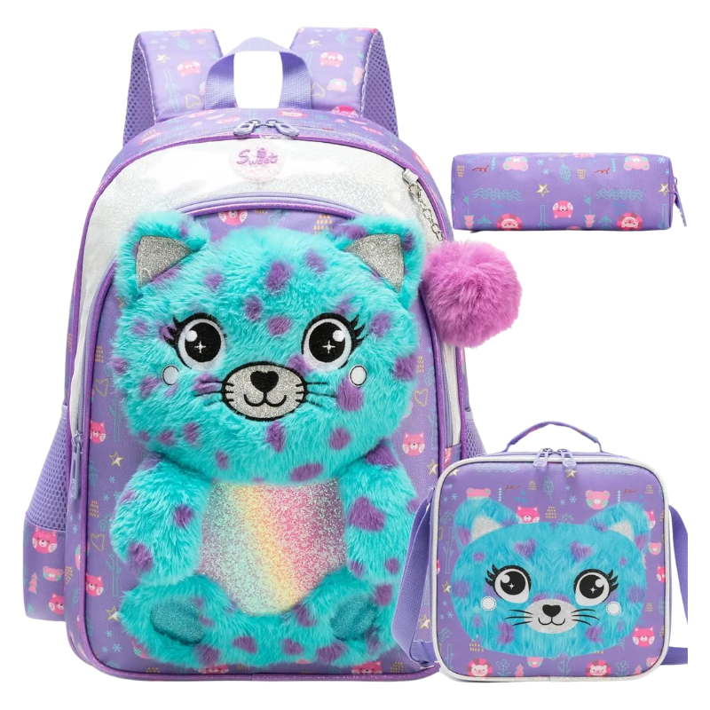 3D Girls School Bag Set with Lunch Bag & Pencil Case Bolsnik