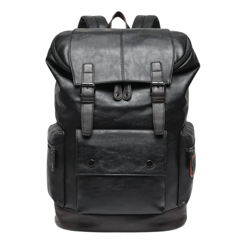 Anti-Theft PU Leather Laptop Backpack Black Bolsnik