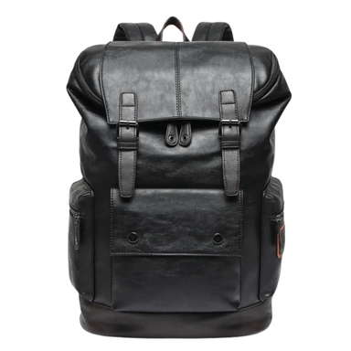 Anti-Theft PU Leather Laptop Backpack Black Bolsnik