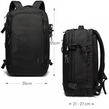 Bange Expandable 55L Anti-Theft Waterproof Travel Backpack Black
