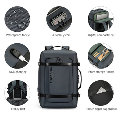 Kingsons Large Capacity Anti-Theft Waterproof Travel Backpack