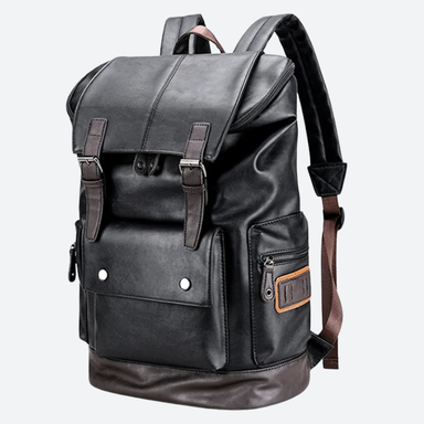 Anti-Theft PU Leather Laptop Backpack Black Bolsnik