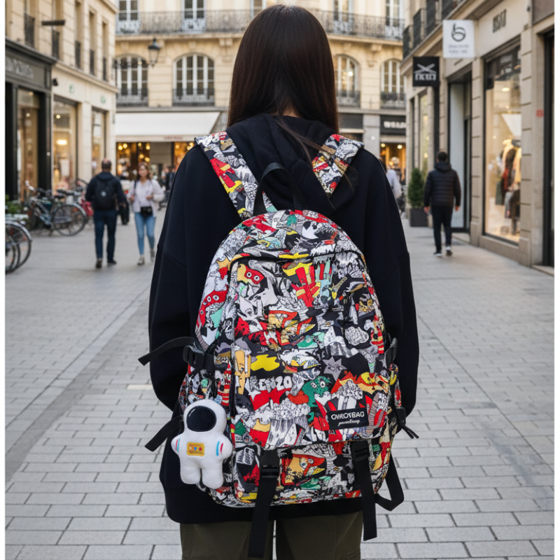 Graffiti Print Teen School Bag Bolsnik