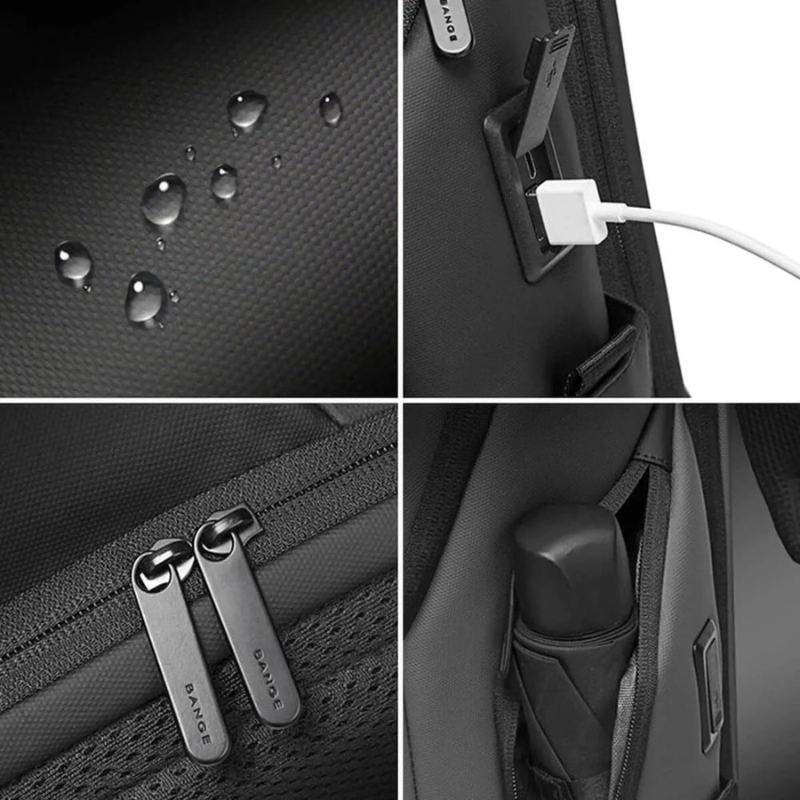 BANGE Waterproof Anti-Theft Laptop Backpack with USB Charging