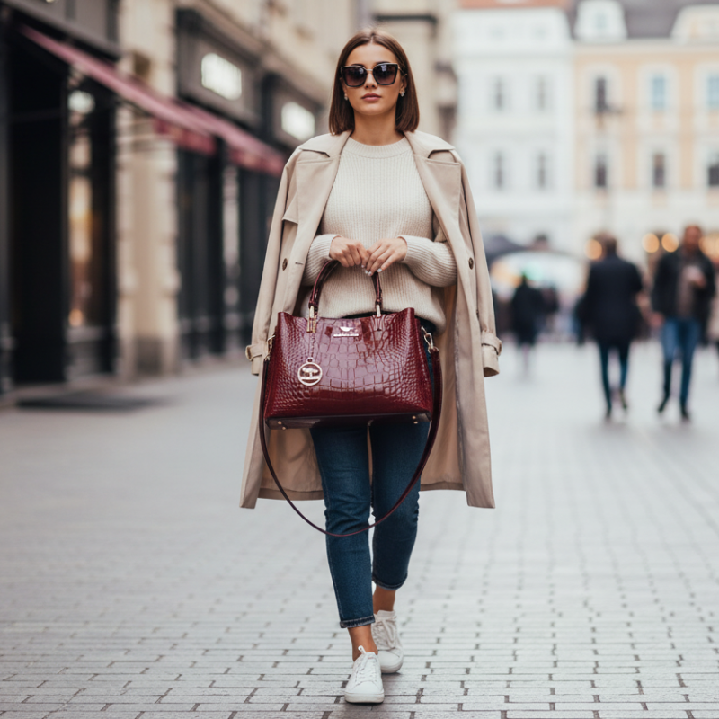 Badiman Elegant Crocodile Style Crossbody Bag