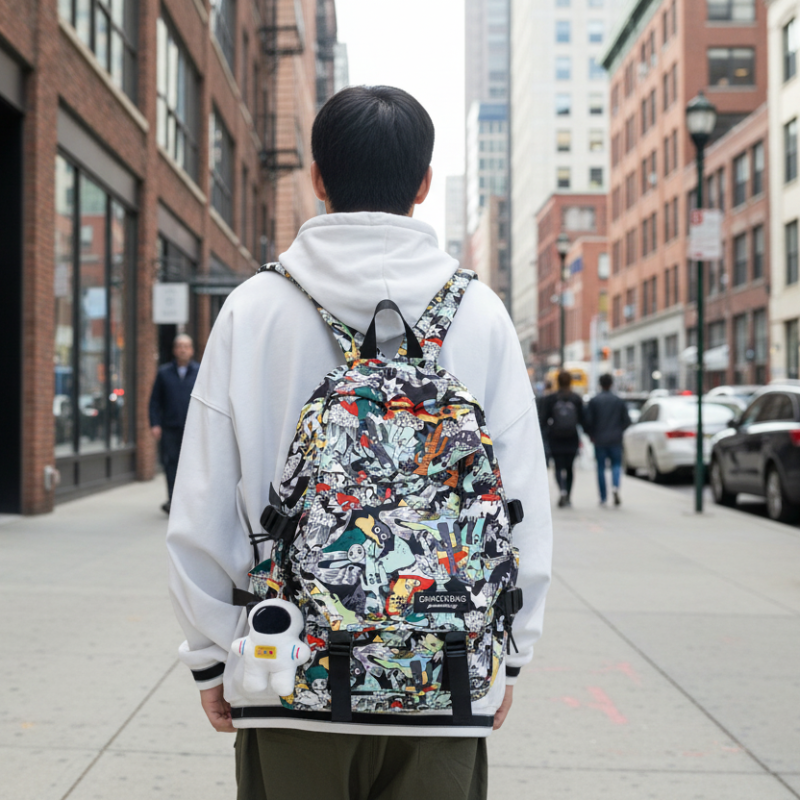 Graffiti Print Teen School Bag Bolsnik