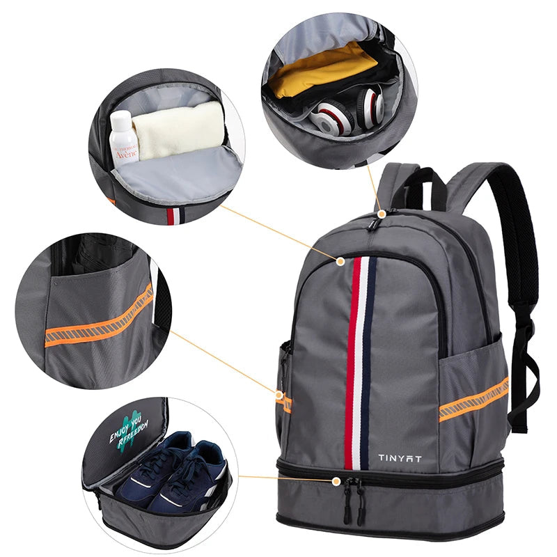 Tinyat Waterproof Gym Backpack with Shoe Compartment