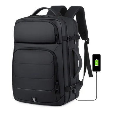 Expandable Waterproof USB Laptop Backpack Black Bolsnik