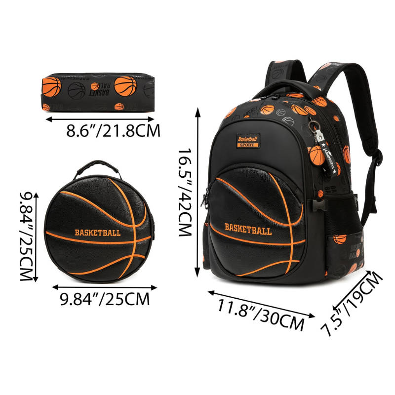 Kids 3PCS Sports School Bag Set with Lunch Bag & Pencil Case Bolsnik