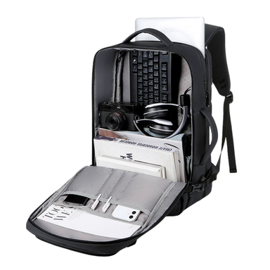 Expandable Waterproof USB Laptop Backpack Black Bolsnik