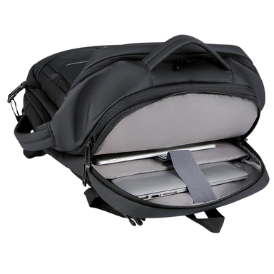 Expandable Waterproof USB Laptop Backpack Black Bolsnik