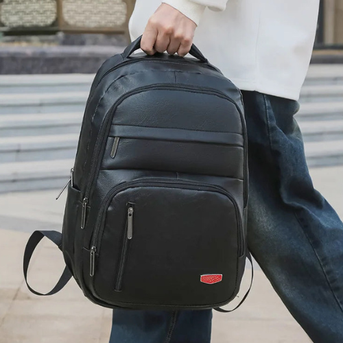 PU Leather Water-Resistant Business Laptop Backpack Bolsnik