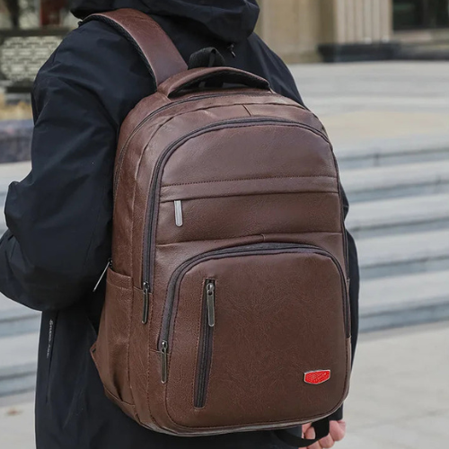 PU Leather Water-Resistant Business Laptop Backpack Bolsnik