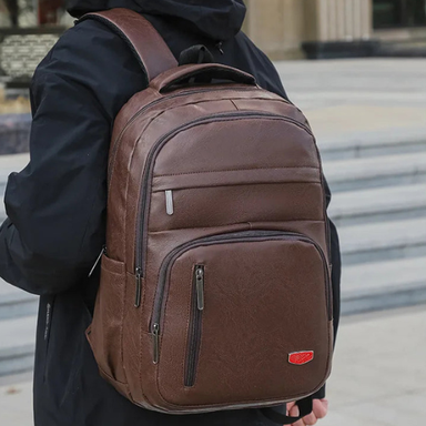 PU Leather Water-Resistant Business Laptop Backpack Bolsnik