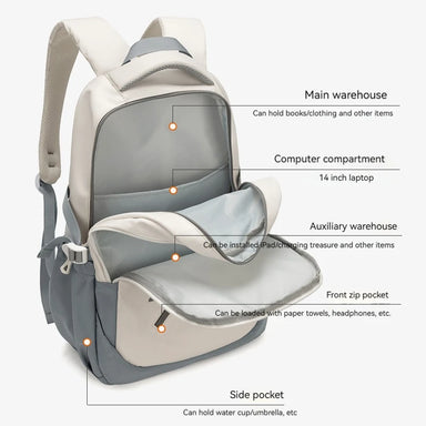 Bolsnik Large Capacity Lightweight Nylon Laptop Backpack