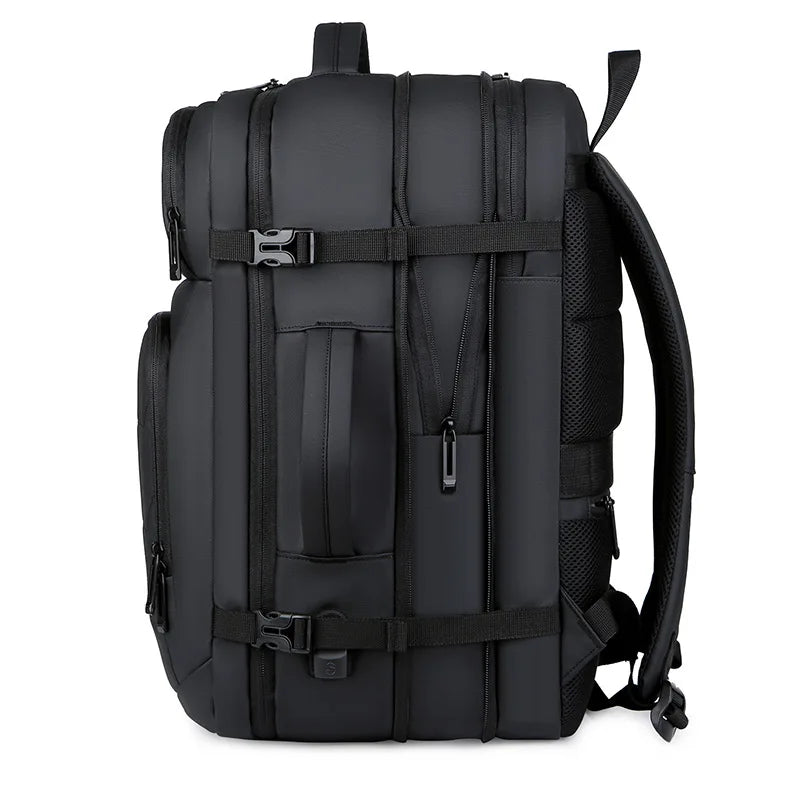 Expandable Waterproof USB Laptop Backpack Black Bolsnik