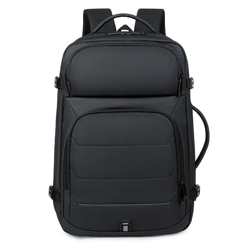 Expandable Waterproof USB Laptop Backpack Black Bolsnik